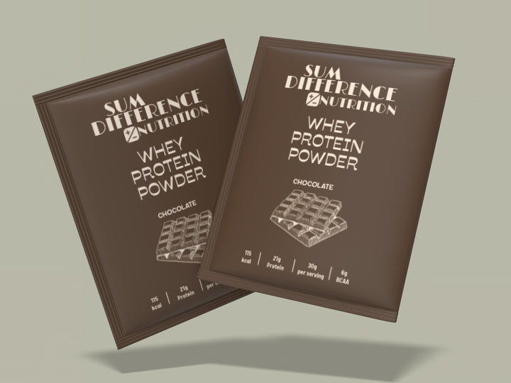 SUM DIFFERENCE Whey Protein Powder - Chocolate. (10 Sachet Pack)